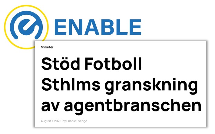 EnableSverige's tweet image. @FotbollSthlm gick igår ut med att de behöver hjälp. Orsaken är rättsliga kostnader till följd av granskningar av agentbranschen.

Det här är en fråga för hela fotbollsrörelsen. ENABLE bidrar därför med ett symboliskt ekonomiskt stöd - och uppmanar rörelsen att göra samma sak.