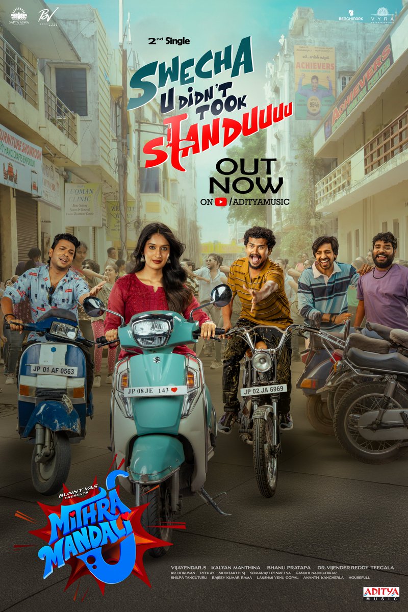 Aditya Music (@adityamusic) on Twitter photo Here's the 'Never Before',
Most Quirkiest "Proposal Song of the Year" #SwechaStanduu from #MithraMandali 🎙️😂
Penned by the Director #VijayendarS & Music Director #RRDhruvan themselves 😉
Vocals - <a href="/DhanunjaySinger/">Dhanunjay Seepana</a> & #RRDhruvan 🎙️
Song out now - youtu.be/l3cLK2WaOF8 Here's the 'Never Before',
Most Quirkiest "Proposal Song of the Year" #SwechaStanduu from #MithraMandali 🎙️😂
Penned by the Director #VijayendarS & Music Director #RRDhruvan themselves 😉
Vocals - <a href="/DhanunjaySinger/">Dhanunjay Seepana</a> & #RRDhruvan 🎙️
Song out now - youtu.be/l3cLK2WaOF8