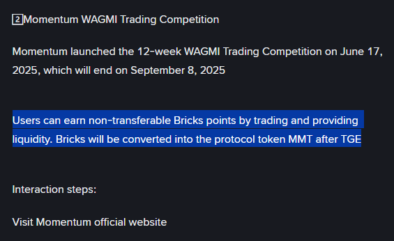 저도 <a href="/MMTFinance/">Momentum</a>  7d 60등, 30d 95등 입성했습니다~!

Momentum Finance가 카이토 입점됐다는 소식은
그래도 일찍 알고 있었습니다 ㅠ

지돈님의 사이드킥 생방송에서 들었거든요 ㅎㅎ
비슬님이 괴물같은 타자력(?)으로 지돈님을 놀래킨것도...
(어제 방송 잘봤습니다~!)

그치만 다른 숙제를 하던