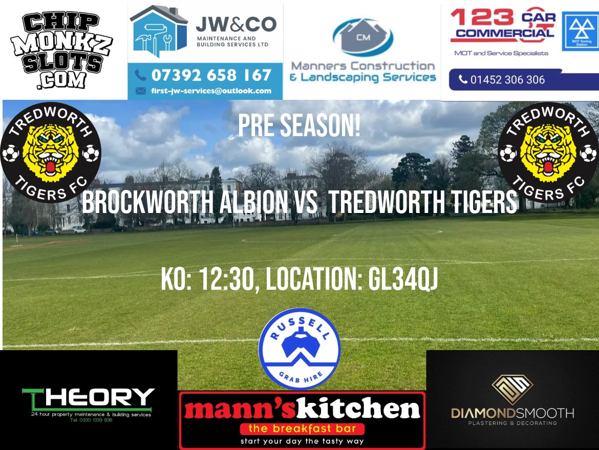 Tredworth Tigers (@tredworthfc) on Twitter photo Res’ Back In Action Tomorrow In A Pre Season Friendly Against Old Rivals <a href="/BrockAlbion/">Brockworth Albion FC</a> Res’! Go Well Gents 🐯 Res’ Back In Action Tomorrow In A Pre Season Friendly Against Old Rivals <a href="/BrockAlbion/">Brockworth Albion FC</a> Res’! Go Well Gents 🐯