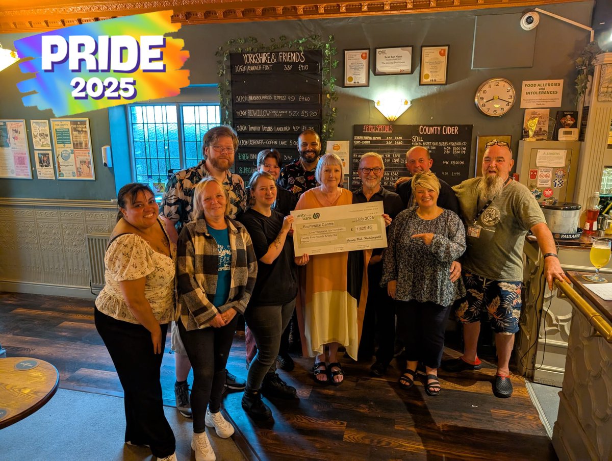 🌈A huge thanks to the staff and customers at the <a href="/CountyBeerhouse/">The County Beerhouse</a> for raising £1625.46 for The Brunswick Centre during Pride month, this year!

All money raised goes to our Welfare Funds, supporting people in need.