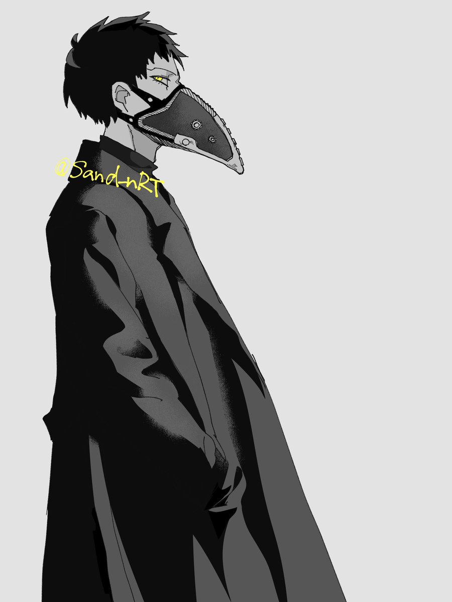 黒ロングコートを着てほしいけど布がもたつくの嫌いそうだから着ないだろうなというらくがき