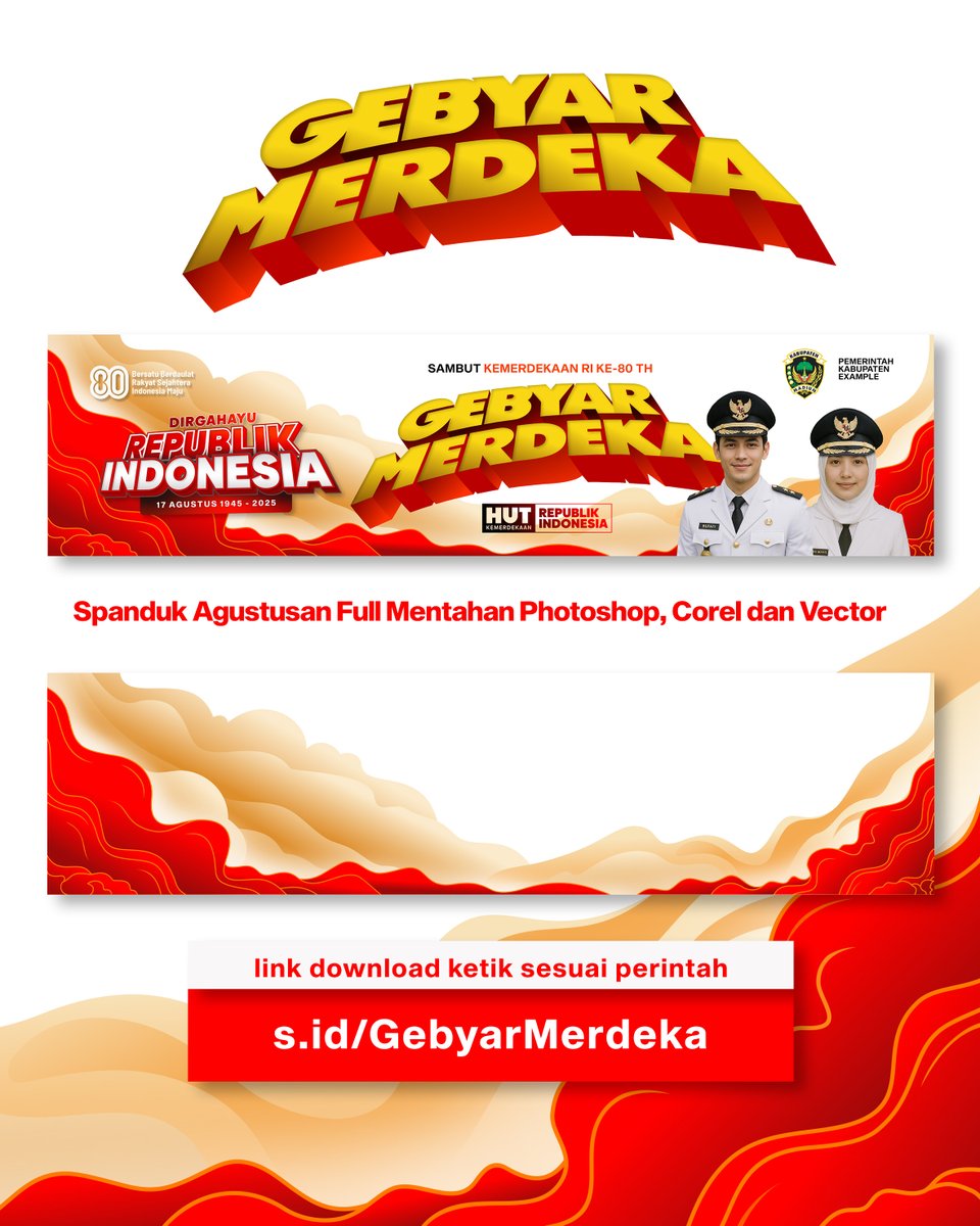 santriDesign's tweet image. Spanduk Agustusan FULL MENTAHAN, mempermudah untuk membuat spanduk atau baner Agustusan file Full Photoshop, Full Corel dan Full Mentahan Vektor

klik link s.id/GebyarMerdeka

#baneragustusan #Agustusan #spanduk #SpandukAgustusan #santrideign #17agustus