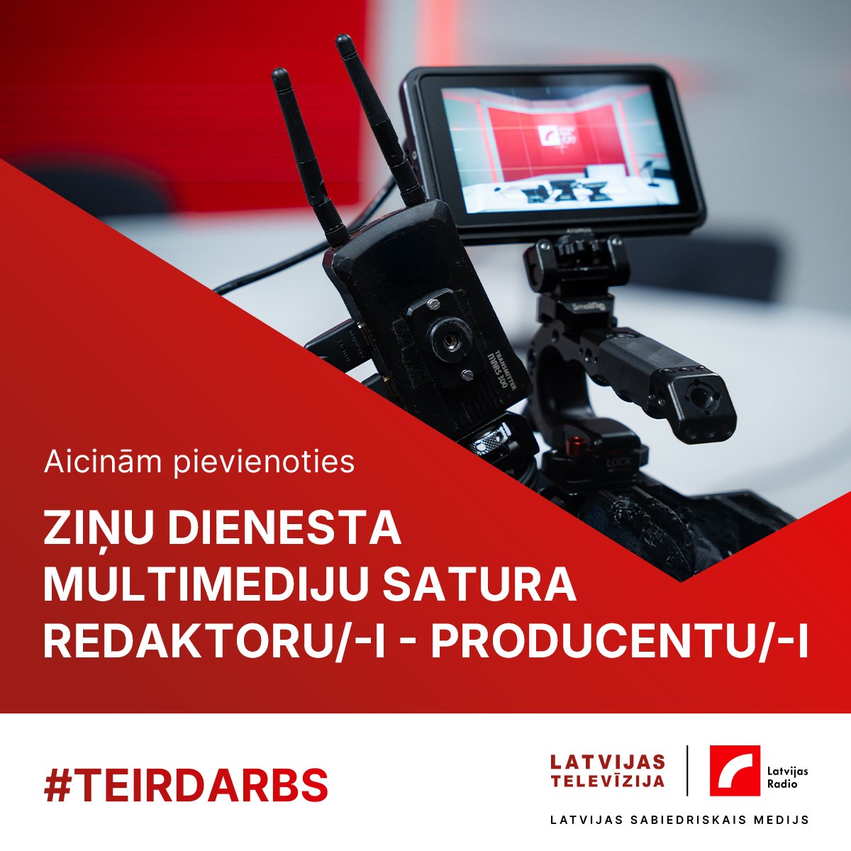 #teirdarbs

💻 Latvijas Sabiedriskais medijs aicina darbā Ziņu dienesta multimediju satura redaktoru/i - producentu/i. 

Ja interesējies par Latvijā un pasaulē notiekošajiem procesiem, kā arī pārzini aktuālākās sociālo mediju tendences, ieskaties: ej.uz/LR_ZD_Vakance