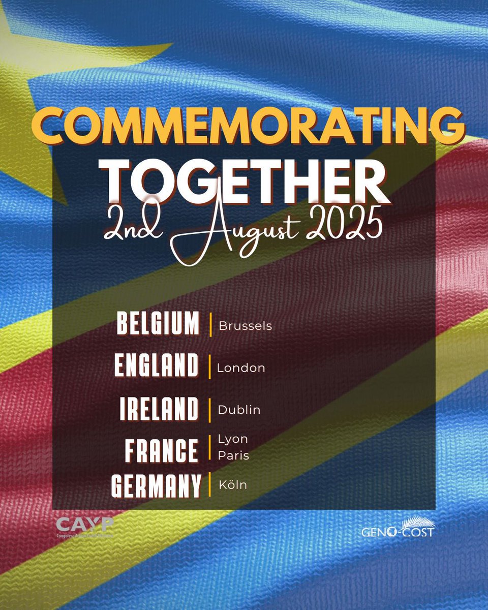 🚨INVITATION🚨

As a Rwandan, I stand with Congolese people. Our generation didn’t start this war—but we must end it. Justice for DRCongo.

The RPF regime’s actions don’t represent us.

📍 Join others in the Genocide Commemoration

✊🏾🇨🇩#FreeCongo

#GENOCOST

#FreeVictoireIngabire