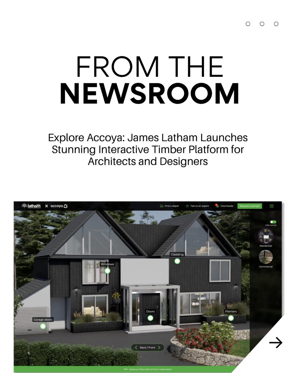 James Latham’s Explore Accoya redefines timber specification with immersive 360° visuals and smart tools for architects and designers. Discover the future of wood.

Read more here.👉architectsdatafile.co.uk/news/your-pers…

#ExploreAccoya #SustainableMaterials #DigitalDesignTools #ADF
