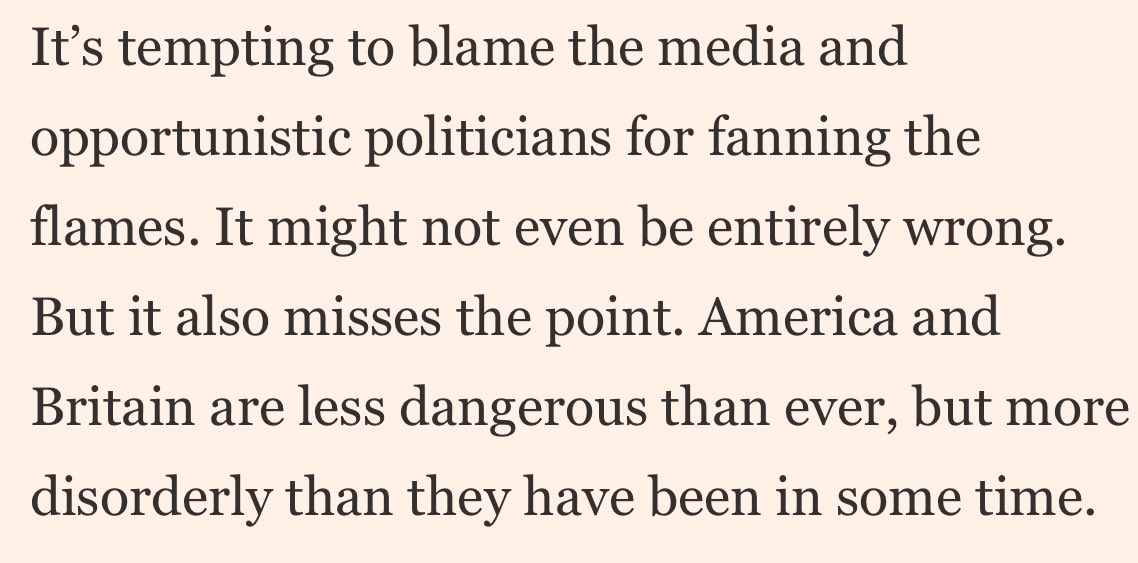 Really good from <a href="/jburnmurdoch/">John Burn-Murdoch</a> - tracks exactly what we hear in focus groups and see in polling data. Rise in disorderliness is what people are talking about when they talk about rise in crime - supermarkets developing ever more intricate ways to wrap up a leg of lamb/phone theft