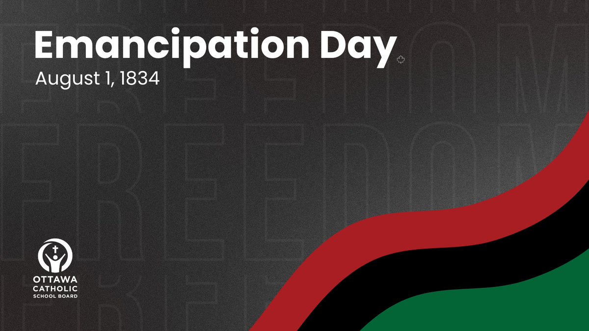 Ottawa Catholic School Board (@ottcatholicsb) on Twitter photo Today is #EmancipationDay. On August 1, 1834, slavery was abolished in Canada. Join us in honouring the strength and resilience of Black communities and in combating racism and discrimination. 🇨🇦❤️
<a href="/ocsbequity/">@OCSBEquity</a> #ocsbBeCommunity #ocsbBeWell Today is #EmancipationDay. On August 1, 1834, slavery was abolished in Canada. Join us in honouring the strength and resilience of Black communities and in combating racism and discrimination. 🇨🇦❤️
<a href="/ocsbequity/">@OCSBEquity</a> #ocsbBeCommunity #ocsbBeWell