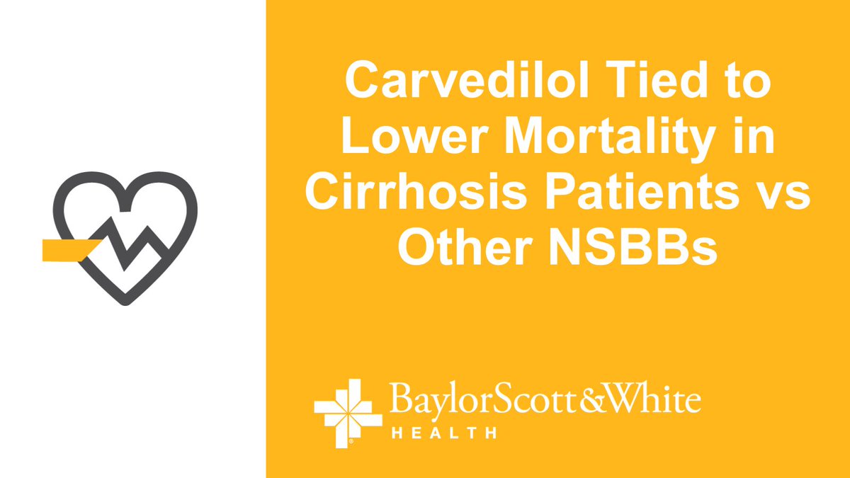 Among patients with cirrhosis, carvedilol was associated with a 17% reduction in mortality risk versus other nonselective beta-blockers.
No downside seen in kidney injury or transplant outcomes. Read: ow.ly/ZuHt50WvwNl
<a href="/AsraniSumeet/">Sumeet Asrani</a>

#HepTwitter #LiverCare #InternalMed