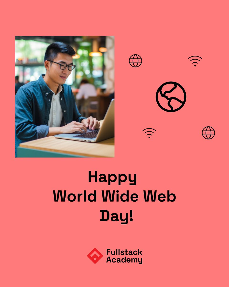 fullstack's tweet image. World Wide Web Day on August 1st commemorates the profound and growing impact of global internet connectivity.
🌐Happy World Wide Web Day from all of us at #FullstackAcademy! 🌐