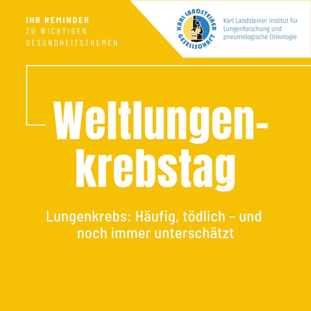 Zum #Weltlungenkrebstag: Lungenkrebs ist häufig, tödlich – und wird oft zu spät erkannt. Forschung &amp; Versorgung müssen Hand in Hand gehen. <a href="/wiengesundheit/">Wiener Gesundheitsverbund</a> &amp; wir setzen dafür ein starkes Zeichen. 🫁
📎 Mehr: Link im Kommentar
#Lungenkrebs #Awareness #KLI