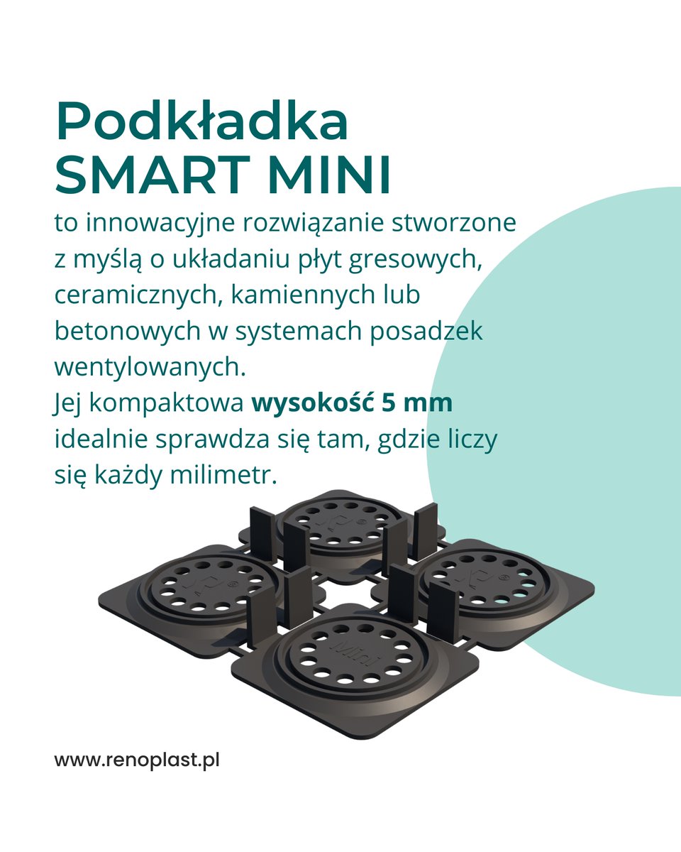 Renoplast_PL's tweet image. Nie masz miejsca na wysoki system?
SMART MINI = 5 mm wysokości, solidna fuga, błyskawiczny montaż.
Polskie. Proste. Skuteczne.
renoplast.pl
#smartmini #taraswentylowany #wspornikipodpłytki
