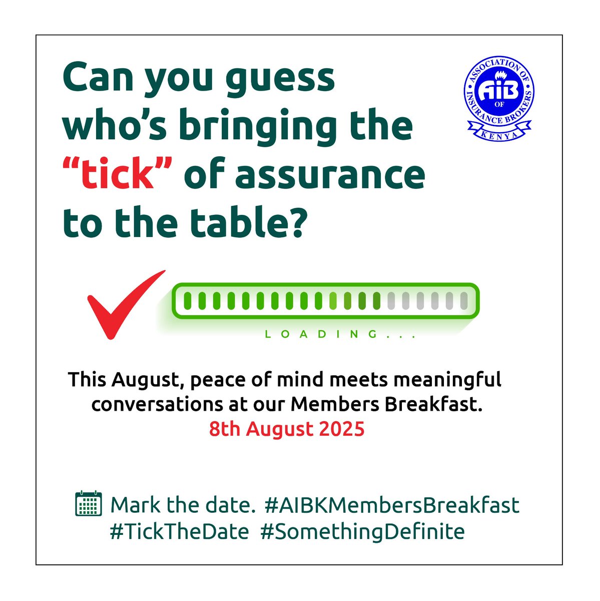✅ Something exciting is ticking closer…
A special partner will be joining us for the AIBK Members Breakfast on 8th August 2025.
Can you guess who it is? 👀
#TickTheDate #AIBKMembersBreakfast #Networking #insurancebrokers