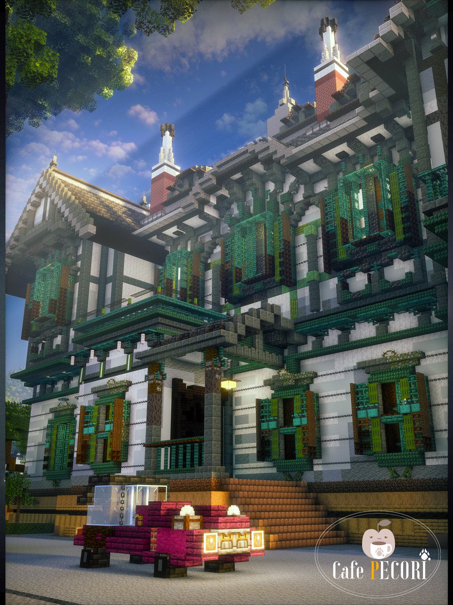 Vintage Japan Manor

レトロな車でお出迎えガオ🌸

（参考：国指定重要文化財「旧松本邸」）

#Minecraft  #Minecraftbuilds