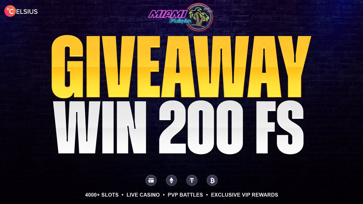 celsiuscasino's tweet photo. 💸Giveaway - Win 200 FS 🎰
(50 FS x 4 users)

Conditions:
✅Follow us
❤️Like &amp; Repost this post
✍️Leave a comment with your Celsius username

Play with Celsius https://t.co/pihkz4xLmN
Good Luck! https://t.co/JmgqdPcSTG