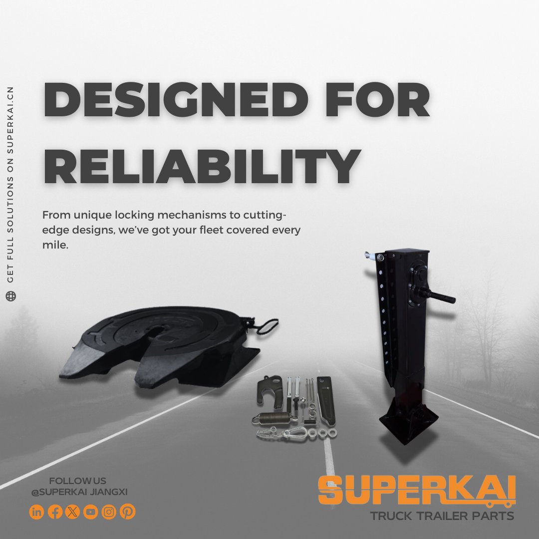 From unique locking mechanisms to cutting-edge designs, we’ve got your fleet covered every mile.

superkai.cn
WhatsApp: +86 177 4666 5823
Email: sales@superkai.cn

#HeavyDuty #cvparts #truck #trailer #fifthwheel #landinggear