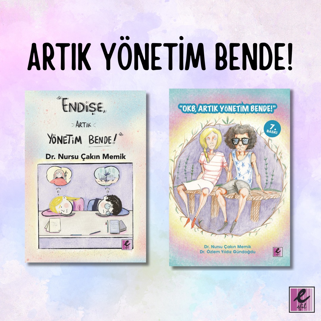 Terapi ve tedavi sürecinde çocuğa, anne-babaya ve öğretmen gibi çocuğa yakın olan bireylere rehberlik etmesi için hazırlanan "Endişe, Artık Yönetim Bende!" ve "OKB, Artık Yönetim Bende!" kitaplarını incelemek için:

efilyayinevi.com/urun/endise-ar…
efilyayinevi.com/urun/okb-artik…