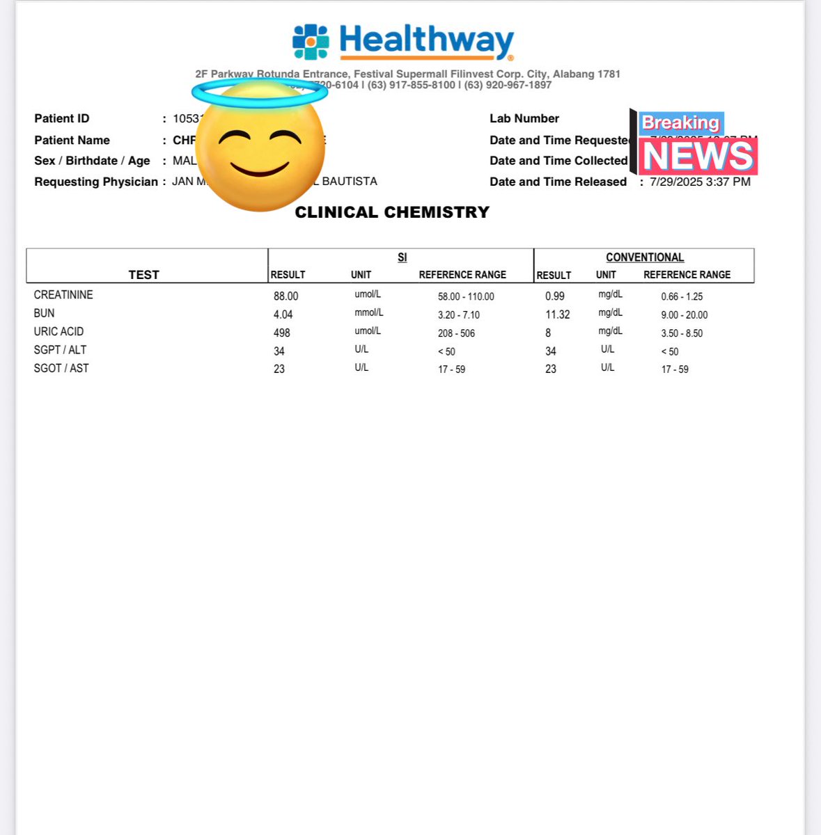 Life_of_Pos's tweet image. Thank you, Lord 🥹🥹

Bumaba na din ang Uric Acid ko to normal after few months na hindi pagkain ng mga bawal at pagiging active sa volleyball. 

#PLHIV