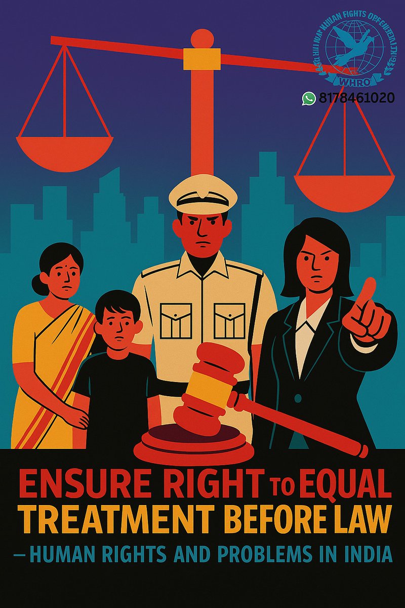 WORLD HUMAN RIGHTS ORGANIZATION (WHRO)
WHATSAPP/ 7827481957/ 8178461020/

The Right to Equal Treatment Before the Law – A Fundamental Human Right
The Right to Equality before the Law is one of the most basic principles of justice and democracy. Enshrined in Article 14 of the