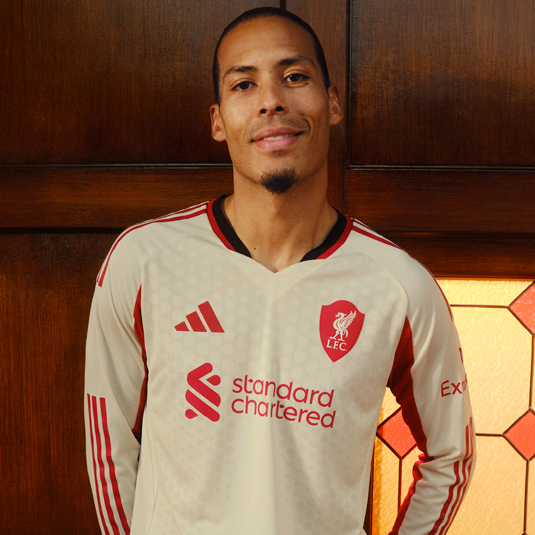 LFC's tweet photo. ... and so is our 2025/26 @adidasfootball away kit 😉