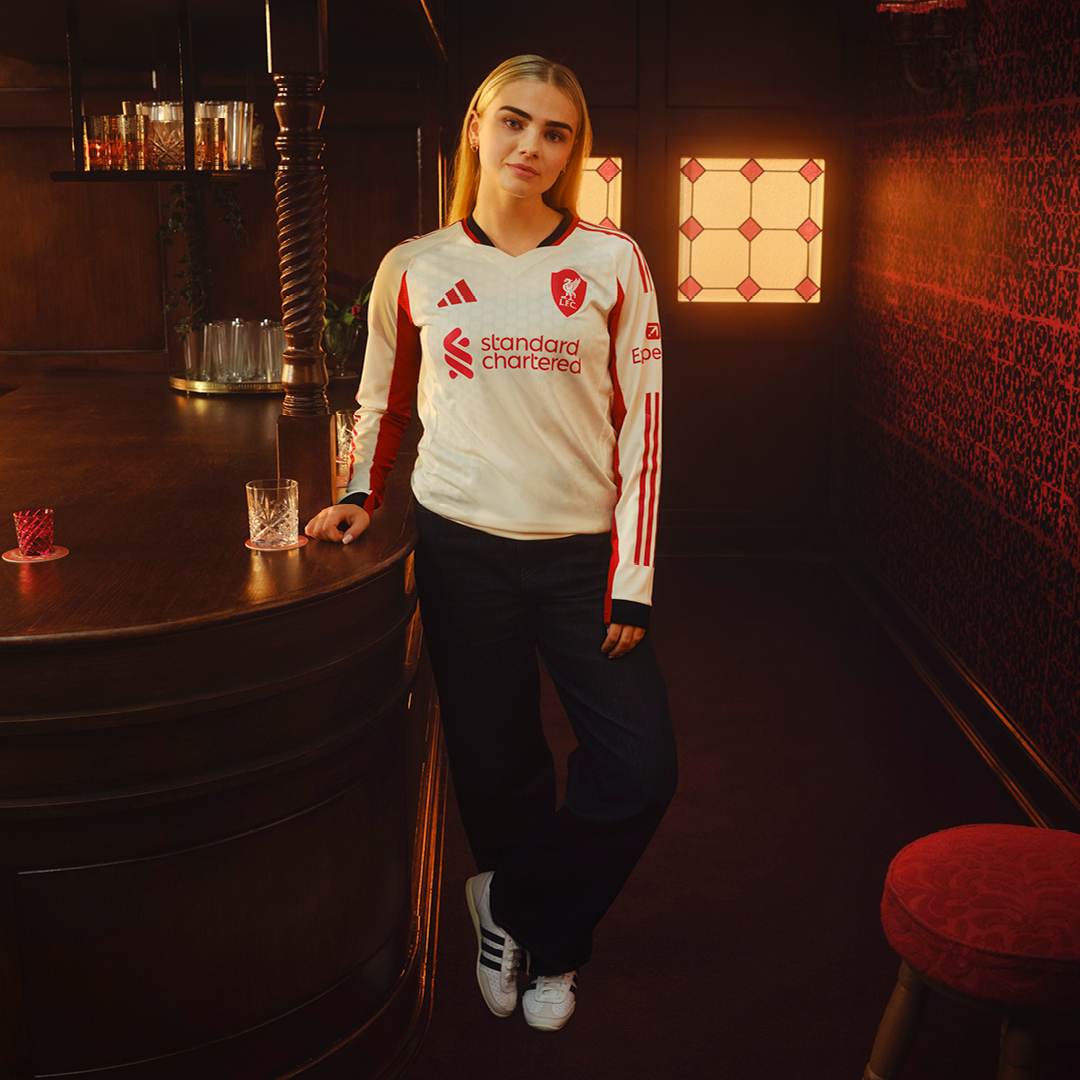 LFC's tweet photo. ... and so is our 2025/26 @adidasfootball away kit 😉