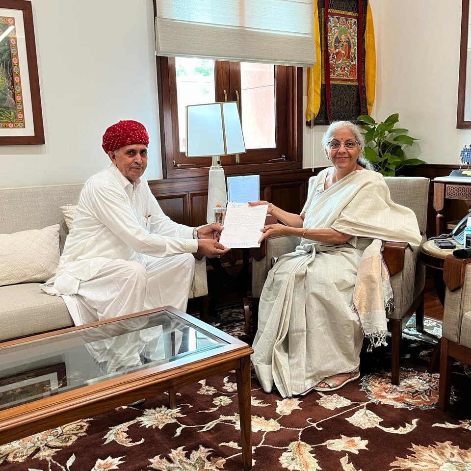 Shri Lumbaram Choudhary, Hon'ble MP (LS), calls on Smt <a href="/nsitharaman/">Nirmala Sitharaman</a> at Parliament House.