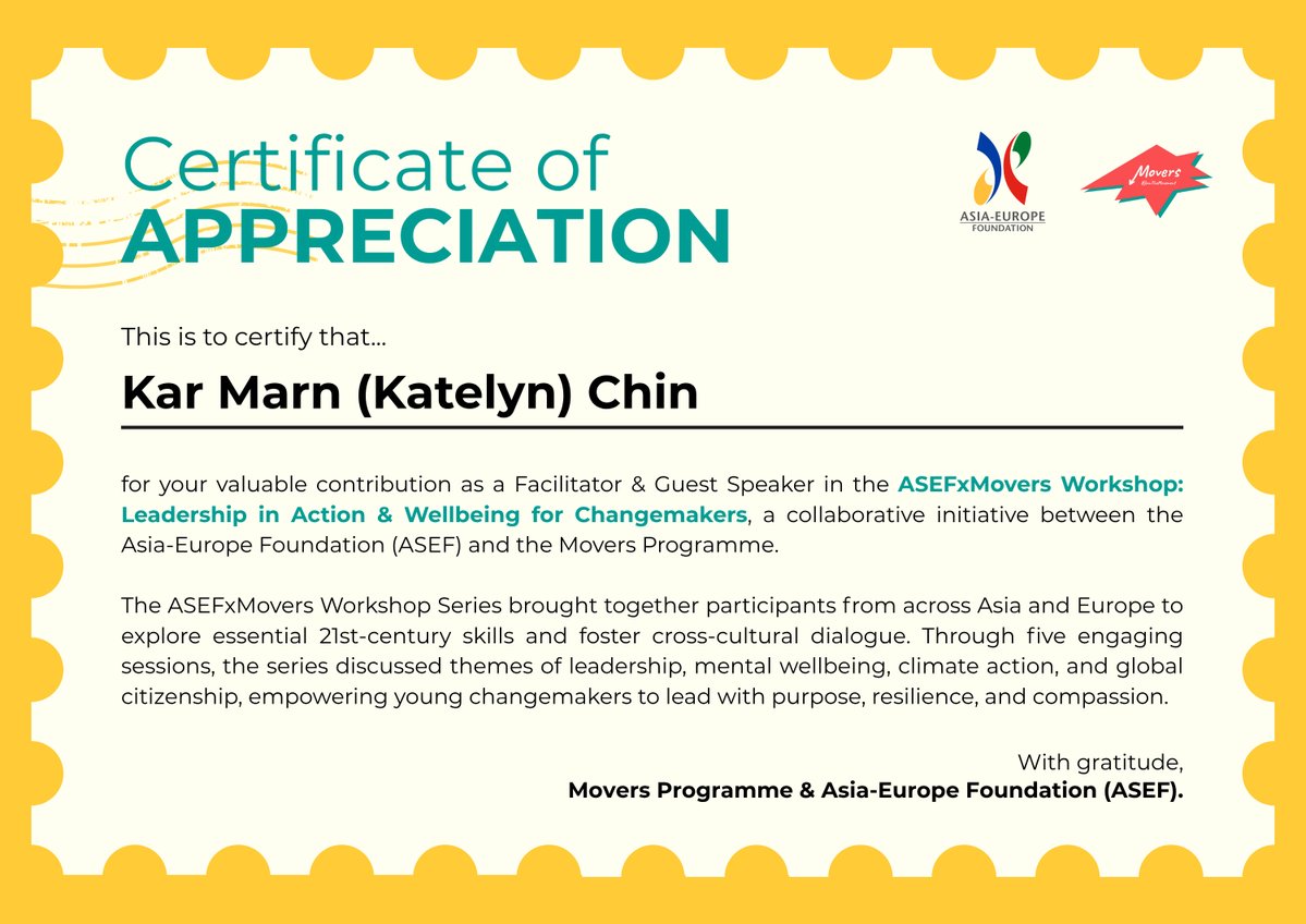Katelyn ChinKM 🇲🇾 (@katelynchin97) on Twitter photo The #MoversProgramme and <a href="/culture360_asef/">ASEF culture360</a> teamed up to #JointheMovement on #leadership and #wellbeing.
<a href="/ShomyChowdhury/">Shomy Hasan Chowdhury</a> & I were put in the 🔥 seat on what #leadership is. It's all about the whole team, having courage, be kind & taking the first step. The #MoversProgramme and <a href="/culture360_asef/">ASEF culture360</a> teamed up to #JointheMovement on #leadership and #wellbeing.
<a href="/ShomyChowdhury/">Shomy Hasan Chowdhury</a> & I were put in the 🔥 seat on what #leadership is. It's all about the whole team, having courage, be kind & taking the first step.
