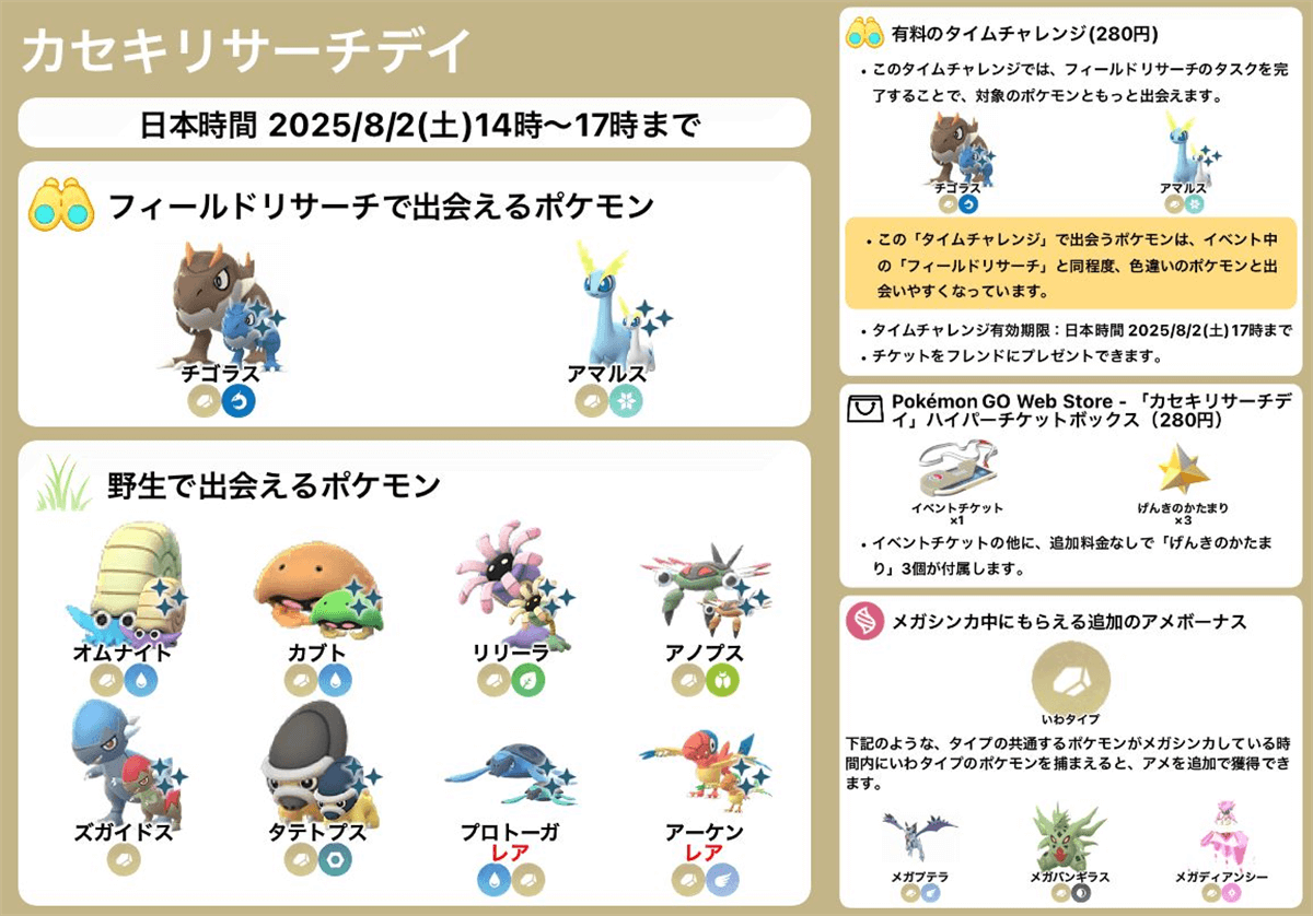 カセキリサーチデイ 📅期間：日本時間 2025/8/2(土)14時～17時まで