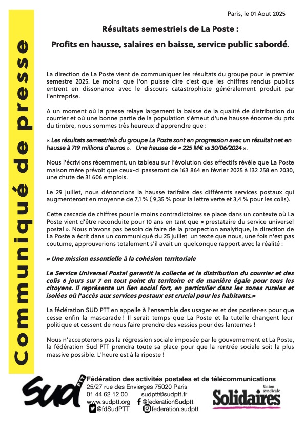 Fédération Sud PTT tweet media
