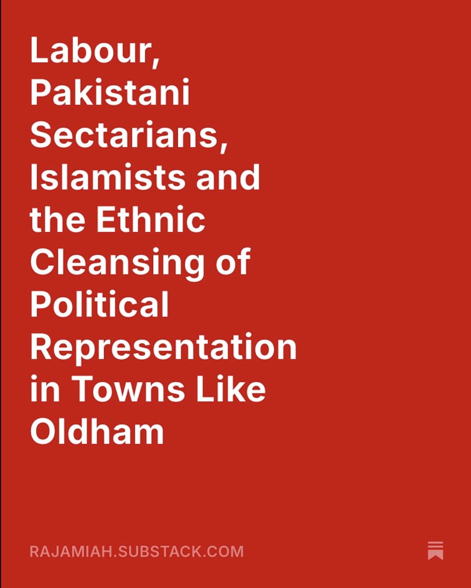 When you remove a councillor because he's the wrong colour to survive in a ward increasingly controlled by Pakistani Sectarians and Islamists, you're not practicing democracy. You're practicing apartheid.

rajamiah.substack.com/p/labour-pakis…

_________

For those new to me, I'm Raja Miah