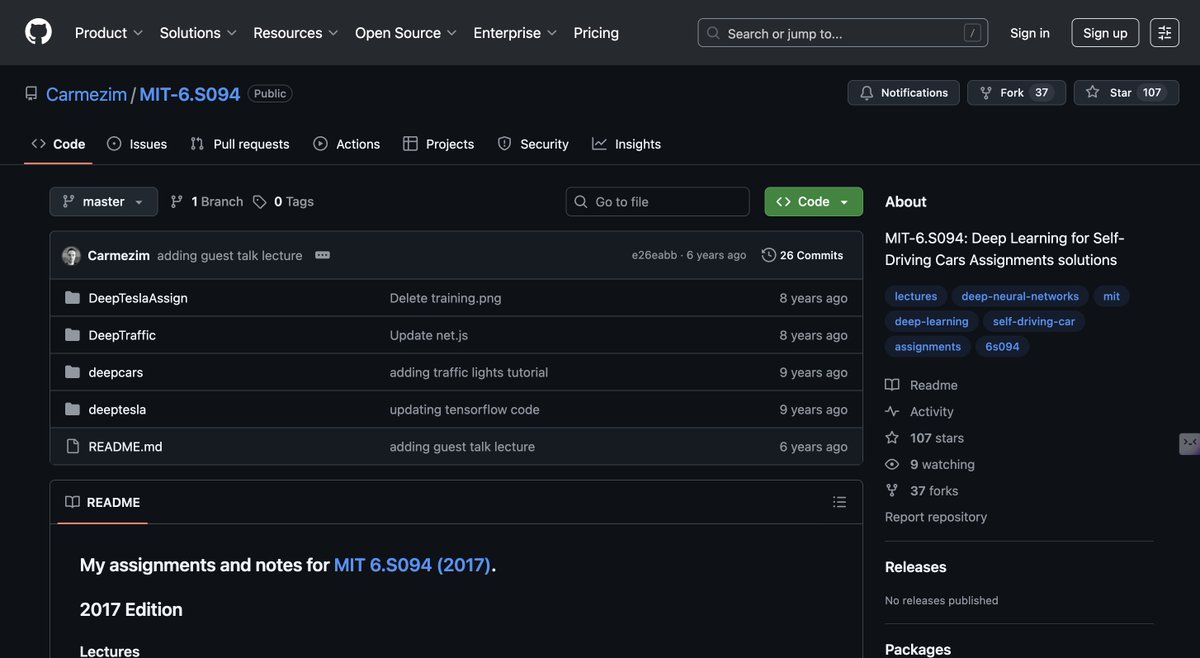 alifcoder's tweet image. 7/ MIT: Deep Learning for Self-Driving Cars
Advanced but awesome.
Real AI applications in autonomous systems.
👉 <a style="text-decoration: none;" rel="nofollow" target="_blank" href="https://github.com/Carmezim/MIT-6.S094">github.com/Carmezim/MIT-6…</a>