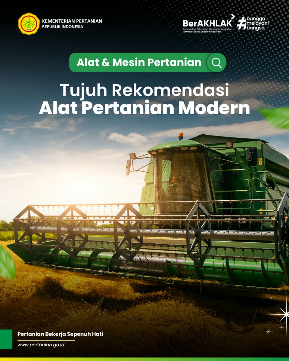 Repost <a href="/kementan/">Kementerian Pertanian RI</a> 

Modernisasi pertanian menjadi kunci dalam meningkatkan produktivitas dan efisiensi usaha tani. Melalui pemanfaatan alat dan mesin pertanian modern, petani dapat mempercepat proses tanam, panen.

facebook.com/10006492858106…

#modernisasipertanian #alsintan