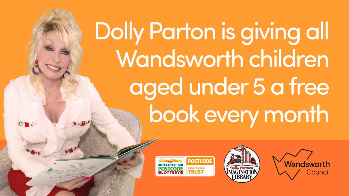 wandbc's tweet image. 📚 Thanks to @DollyParton, Wandsworth’s youngest readers can now benefit from a completely free, age-appropriate book every month from birth until their fifth birthday.

Sign up for @dollyslibrary and inspire a love of reading 🧡

👉 wandsworth.gov.uk/imagination-li…