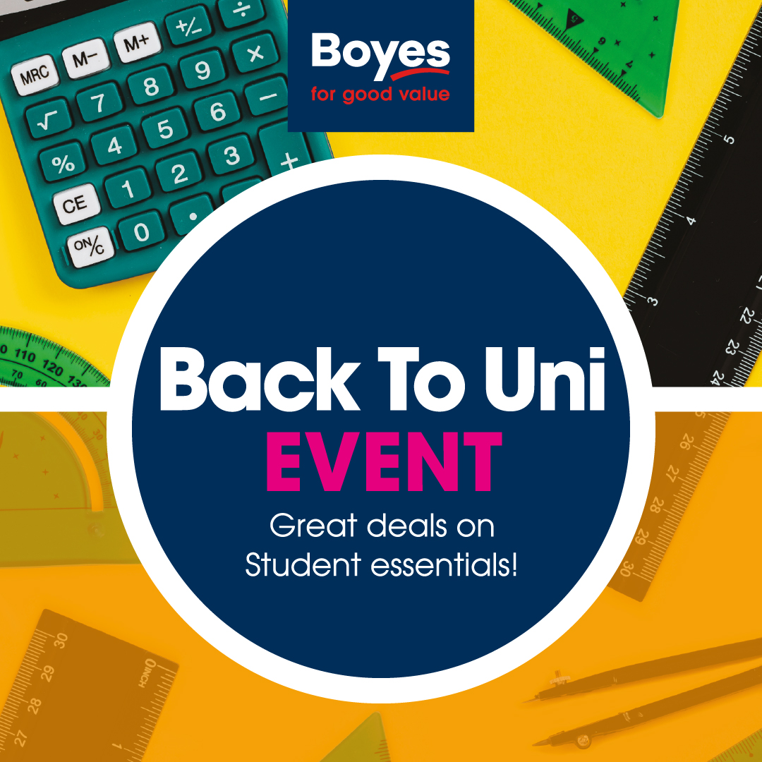 All the essentials you need on your university shopping list at Boyes 👨‍🎓👩‍🎓 

Visit your nearest store! Offers available, Friday 1st Aug - Aug 31st 🙌

#boyesstores #university #students #summer25
