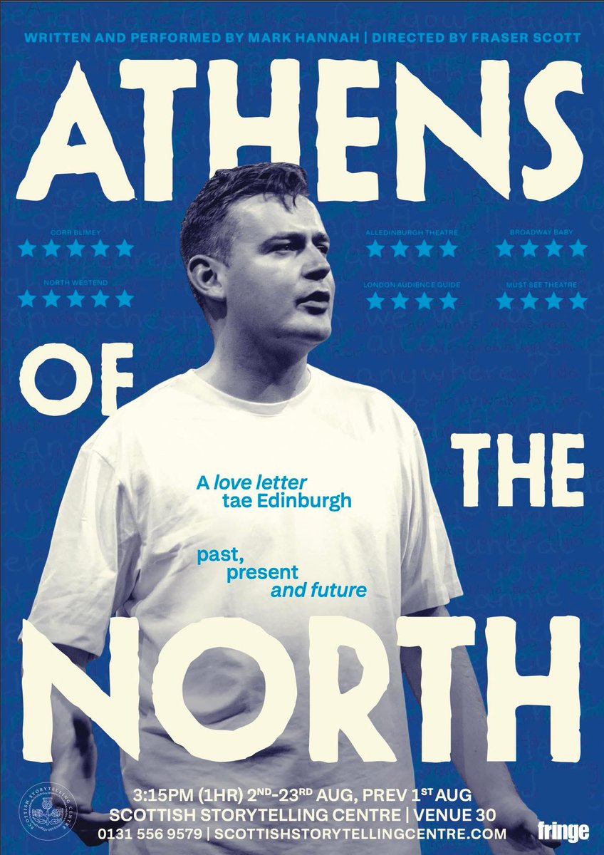 Jack Webb (@iamjackwebb) on Twitter photo Athens of the North by <a href="/markthannah/">Mark Hannah</a> will have you held in and moved by the transformative power and majesty of Edinburgh, her people, her ghosts and her guests.
Have been delighted to do some movement direction for it
Directed by Fraser Scott
Starts today! Athens of the North by <a href="/markthannah/">Mark Hannah</a> will have you held in and moved by the transformative power and majesty of Edinburgh, her people, her ghosts and her guests.
Have been delighted to do some movement direction for it
Directed by Fraser Scott
Starts today!