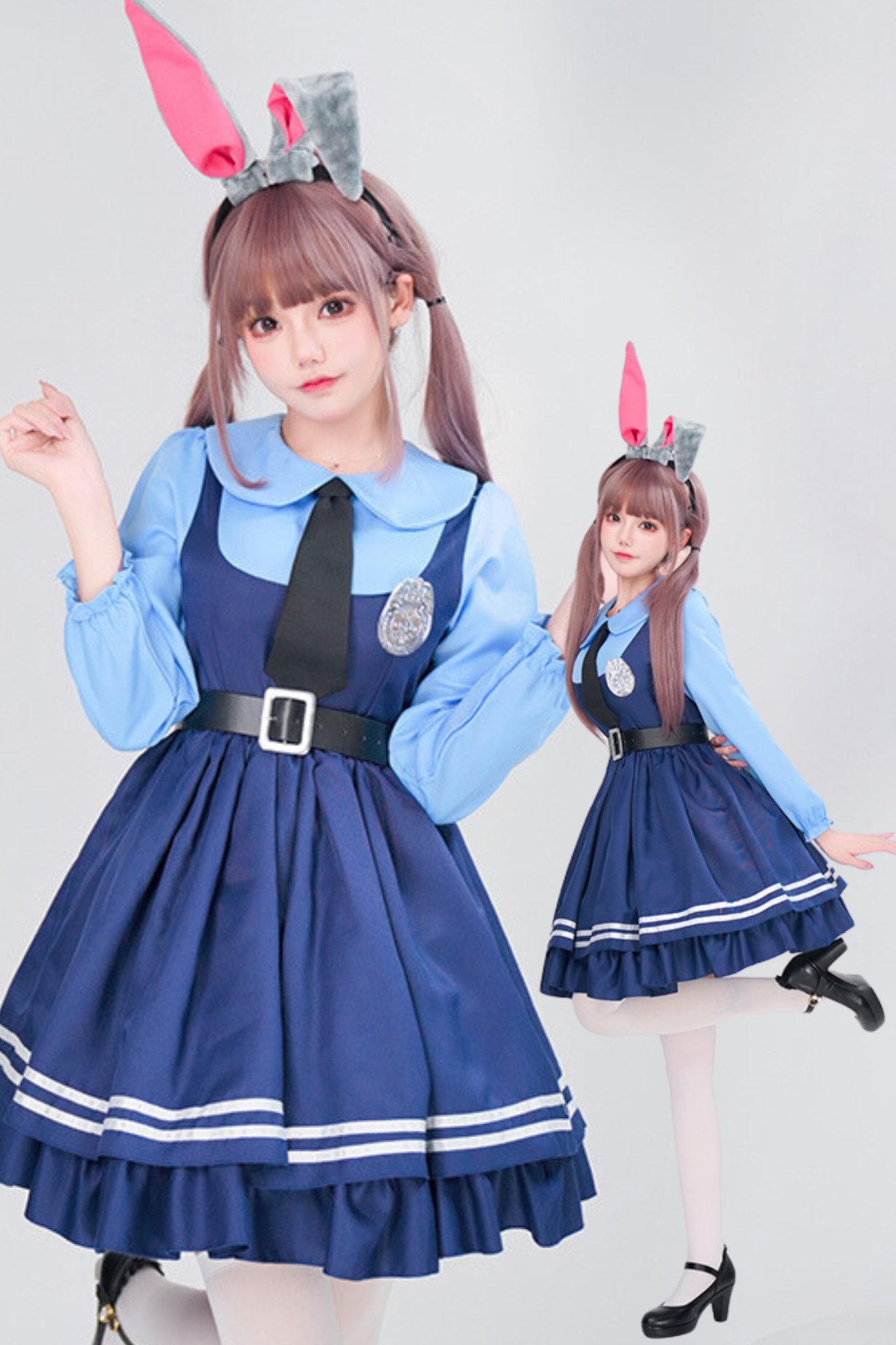 たむリーナベルＳ　ゴスロリ水色６点コスチューム　耳が見えるボンネット リーナベルS ゴスロリ風 うさぎ ピンクワンピース6点