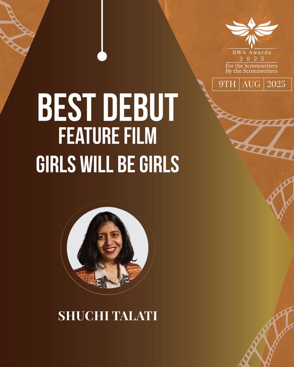 swaindiaorg's tweet photo. 🌟 Feature Film – Best Debut

First films. Lasting impressions.
Here are the nominees for Best Debut – Feature Film 

SWA Awards 2025.
9th August 

#SWAAwards2025 #BestDebut #FeatureFilm #NewVoices #WritersOfCinema #ForTheScreenwritersByTheScreenwriters https://t.co/7cwKWRxXpf