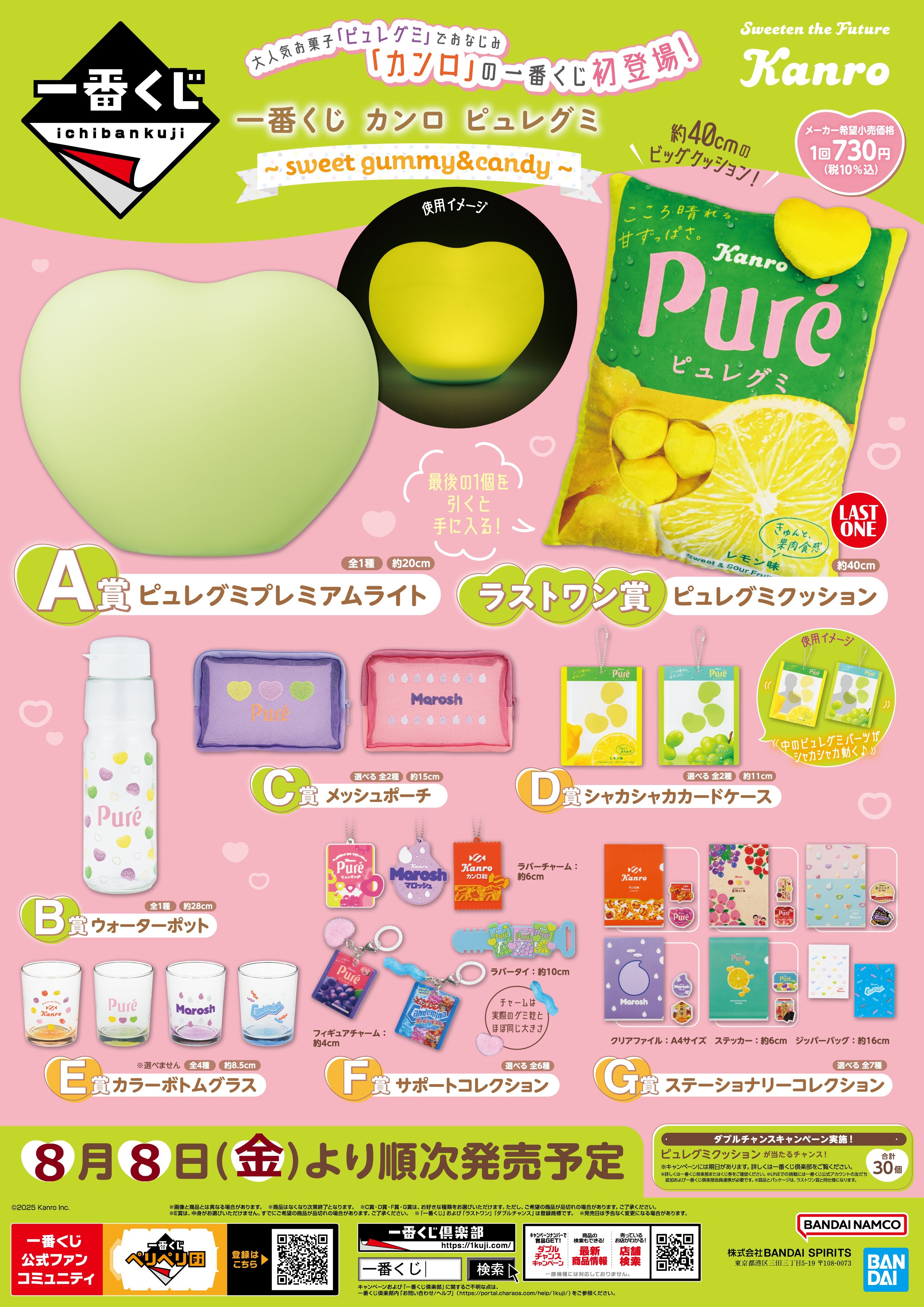 【新品】ピュレグミ　一番くじ　サポートコレクション　全6種セット 一番くじ カンロ ピュレグミ ～sweet gummy＆candy～│株式会社