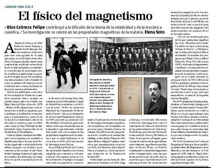 Literamus's tweet photo. 1 de agosto de 1945: muere en Ciudad de México Blas Cabrera, considerado  el "padre" de la Física española del siglo XX. Su investigación se  centró en las propiedades magnéticas de la materia y contribuyó a la  difusión de la teoría de la relatividad y de la mecánica cuántica. https://t.co/LyNh07Ctcb