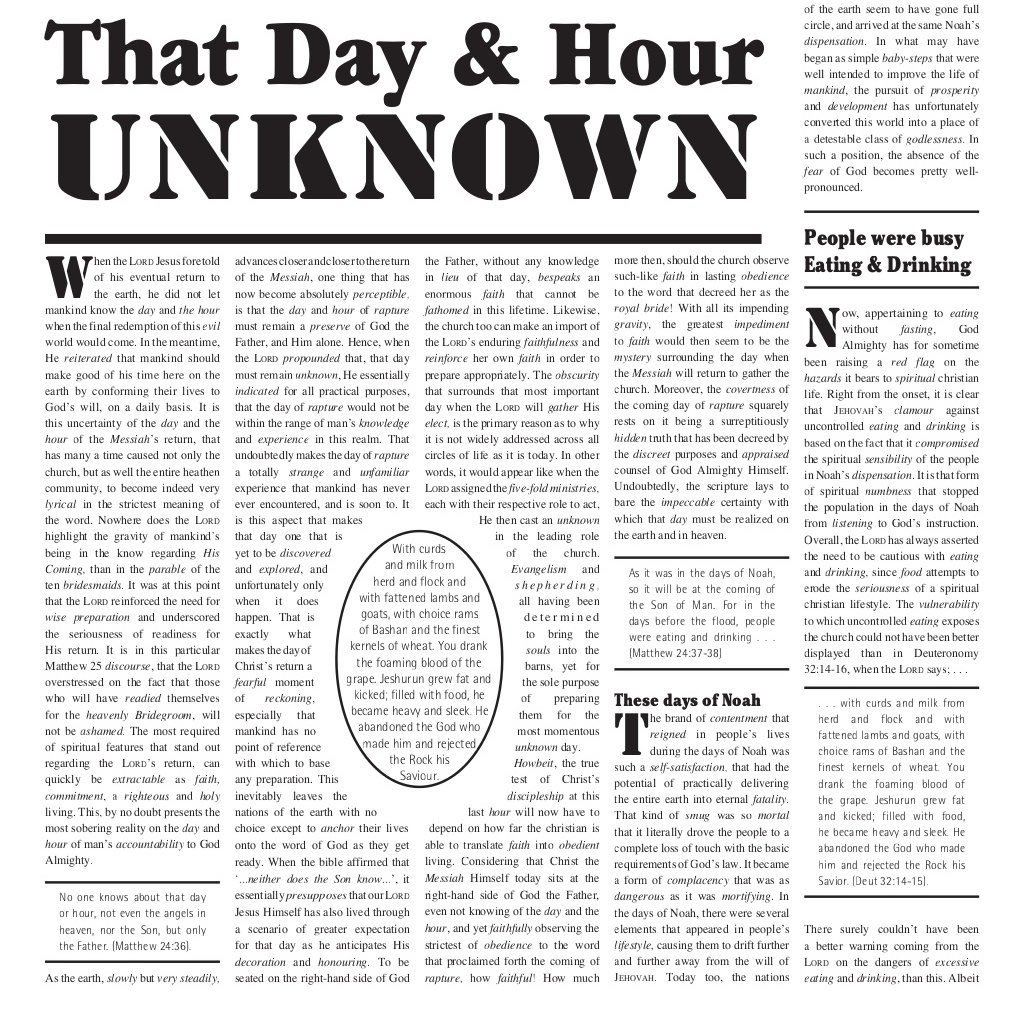 From one of the earliest Repentance magazines, it's clear that #TheDayIsNotKnown