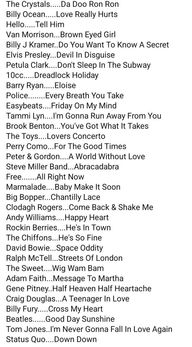 Golden Years Show On @phoenixfm 98fm (@years98fm) on Twitter photo Join us tonight 10pm UK time on <a href="/phoenixfm/">Phoenix FM (we're on 🦋)</a> 98fm DAB and worldwide online for two hours of great tracks. Click the link to listen live online
phoenixfm.com/listen-live/
Here's the playlist (click photo for full list) Join us tonight 10pm UK time on <a href="/phoenixfm/">Phoenix FM (we're on 🦋)</a> 98fm DAB and worldwide online for two hours of great tracks. Click the link to listen live online
phoenixfm.com/listen-live/
Here's the playlist (click photo for full list)