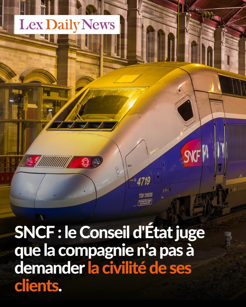 Lex Daily News (@lexdailynews) on Twitter photo 🚨NEWS : Le 31 juillet 2025, le <a href="/Conseil_Etat/">Conseil d'État</a> a estimé que <a href="/SNCFConnect/">SNCF Connect</a> ne peut plus exiger que ses clients indiquent leur civilité, à savoir « Monsieur » ou « Madame », lors d’un achat de billet.
Ce type de collecte contrevient au principe de minimisation des données du RGPD. 🚨NEWS : Le 31 juillet 2025, le <a href="/Conseil_Etat/">Conseil d'État</a> a estimé que <a href="/SNCFConnect/">SNCF Connect</a> ne peut plus exiger que ses clients indiquent leur civilité, à savoir « Monsieur » ou « Madame », lors d’un achat de billet.
Ce type de collecte contrevient au principe de minimisation des données du RGPD.