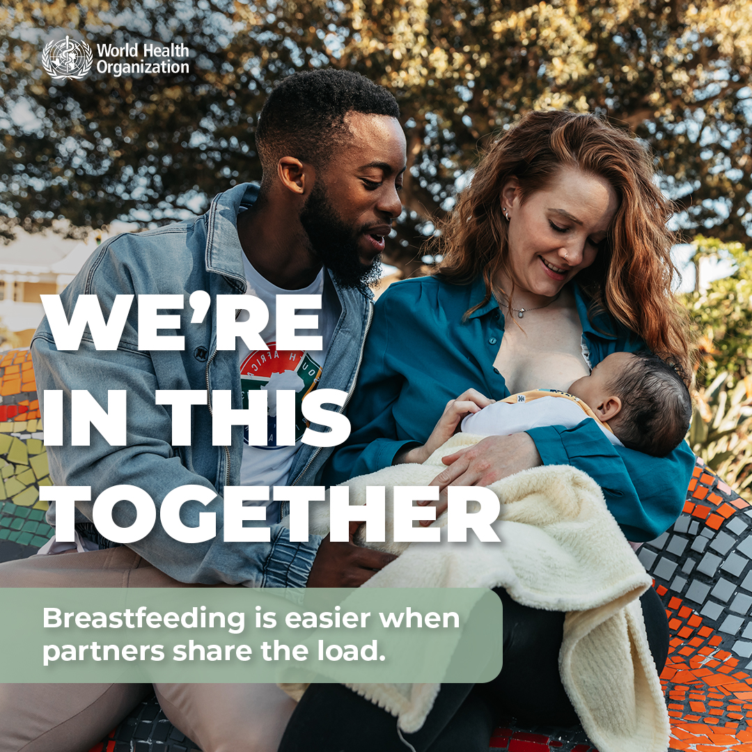 It’s World Breastfeeding Week! Breastfeeding provides the perfect nutrition for babies, but it's not a one-woman job! Partners &amp; family can help by:
♥️ Letting mum rest
♥️Caring for baby
♥️Providing encouragement 
🔗 who.int/campaigns/worl… #WorldBreastfeedingWeek #HopefulFutures