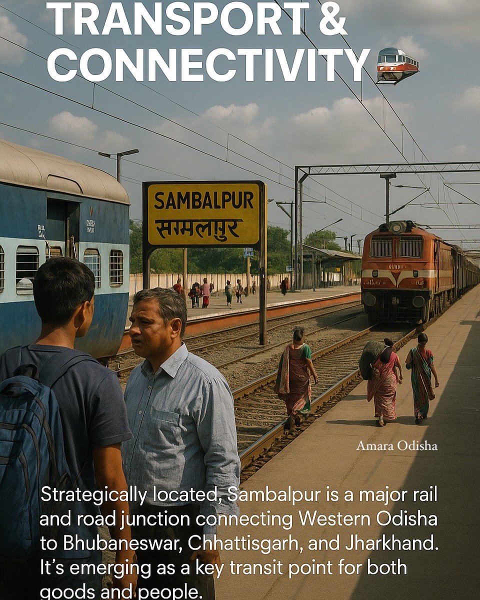 amara_odisha's tweet image. Transport &amp;amp; Connectivity 🚉
Strategically located, Sambalpur is a major rail and road junction connecting Western Odisha to Bhubaneswar, Chhattisgarh, and Jharkhand. It’s emerging as a key transit point for both goods and people.
#SambalpurJunction #OdishaGrowth
#amaraodisha
