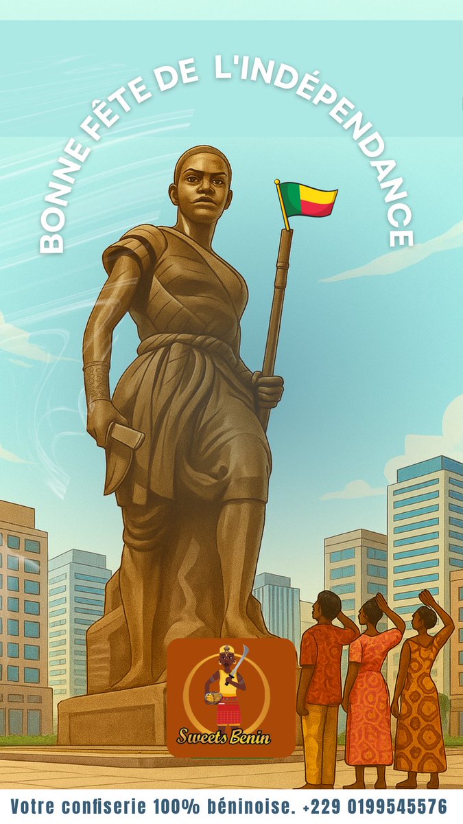 Sweetsbenin's tweet photo. Bonne fête de l’indépendance à tout le peuple béninois !
Que la force, la dignité et la douceur de notre culture continuent de briller à travers nous.
SWEETS BENIN vous souhaite une journée de fierté et de célébration. 🇧🇯✨
#IndépendanceAfricaine #FiertéAfricaine #SweetsBenin https://t.co/h2nh2YufyZ