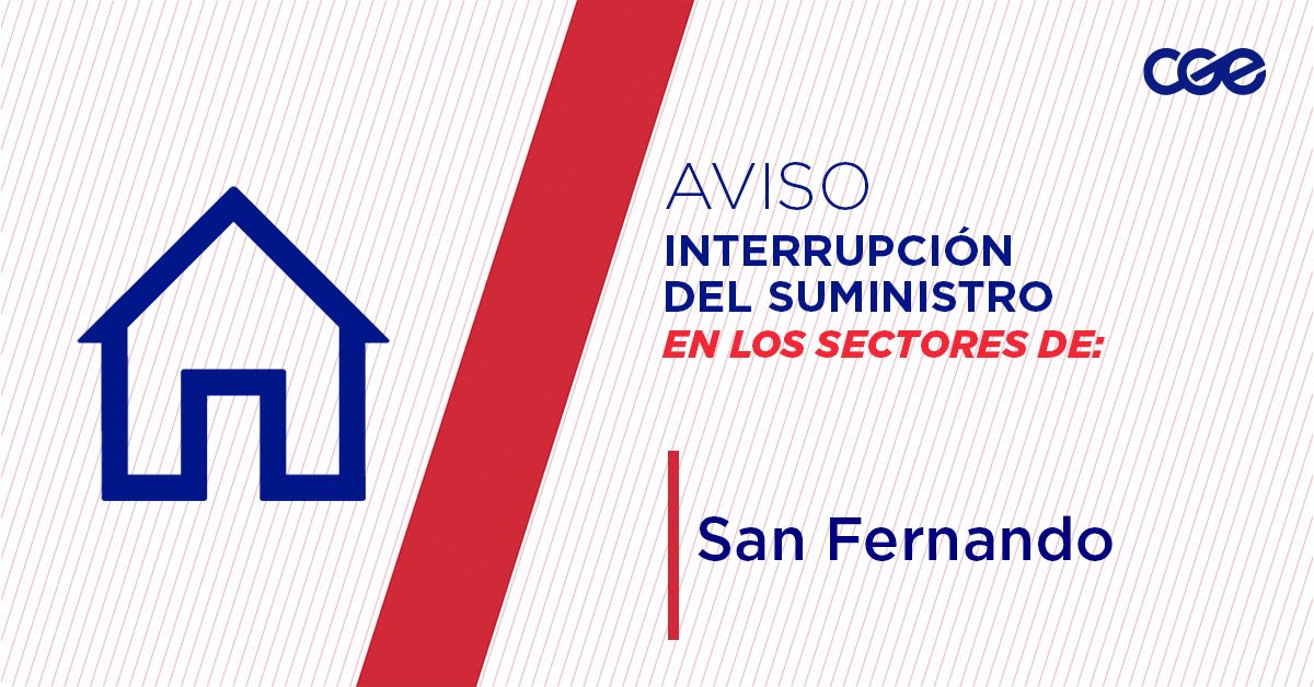 CGE_Clientes's tweet photo. Informamos a nuestros clientes de los sectores de Alcibíades Roldán, Feliciano Silva, María Morales, Hurtado De Mendoza, Leopoldo Urrutia; en la comuna de #SanFernando, la interrupción del suministro eléctrico. Nuestro personal de emergencia ya está informado. https://t.co/o0Fwewhcmw