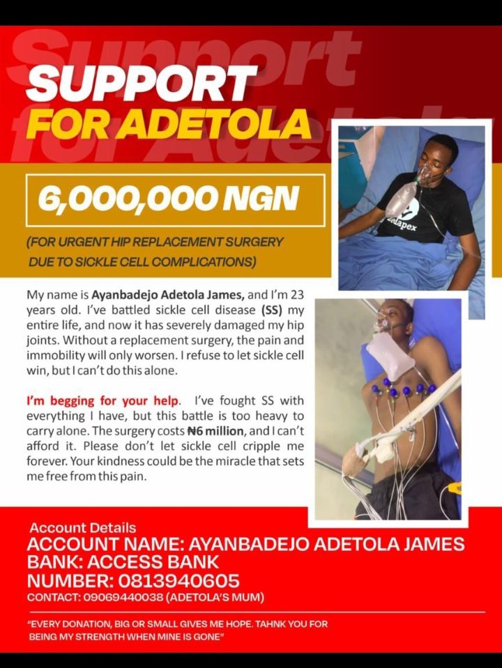 I always get sad everytime my younger brother posts this on his WhatsApp status.
This is one of his friends from secondary school.

Please support in anyway you can.

Your retweets will go a long way