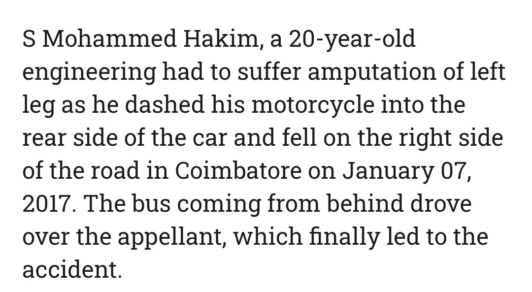 Sandeephari_'s tweet photo. A bad habit of many drivers in India is to apply sudden brake or stop without warning.

In this case, a biker lost his leg. Car driver pleads that his pregnant wife had to vomit (most common excuses) and so he stopped suddenly.

Now car driver has to pay 50% compensation to biker https://t.co/TSR73zyyqf