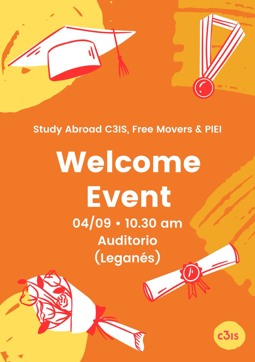 🎉 ¡Falta 1 semana! / 1 week to go!
📍 4 SEPT – Welcome Event (Campus Leganés)
🕥 10:30 AM
🎓 Study Abroad | PIEI | Free Mover
💬 Conoce al equipo + cóctel + buddy
🔗 uc3m.es/C3IS/welcome-2…
#UC3MWelcome