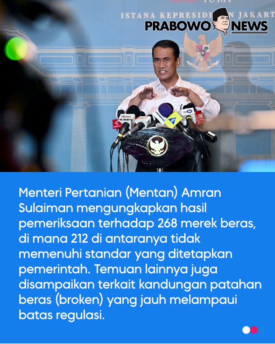 Presiden Prabowo memimpin rapat terbatas bersama sejumlah menteri kabinet merah putih di Istana Merdeka, Jakarta. Salah satu isu yang dibahas adalah temuan pelanggaran standar mutu beras premium dan medium di pasaran